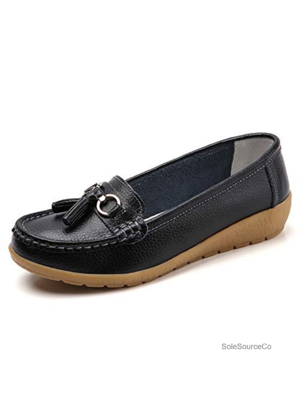 Women's Leather Loafers Slip-On Comfort Walking Mocc